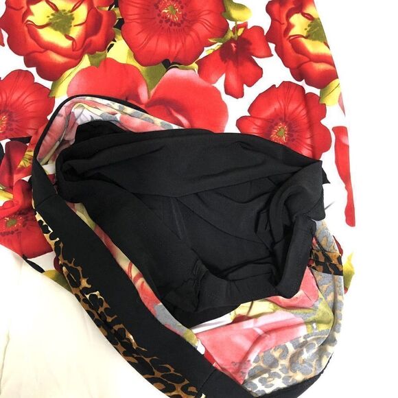 Cache Womens Sleeveless Red Floral Leopard Trim lined Sheath Dress Size 4 - Picture 9 of 9